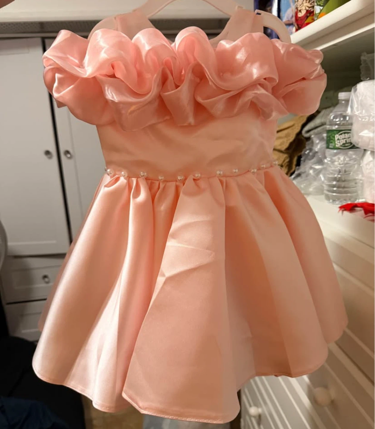 Pink Ruffled Dress with Pearls - photo 2