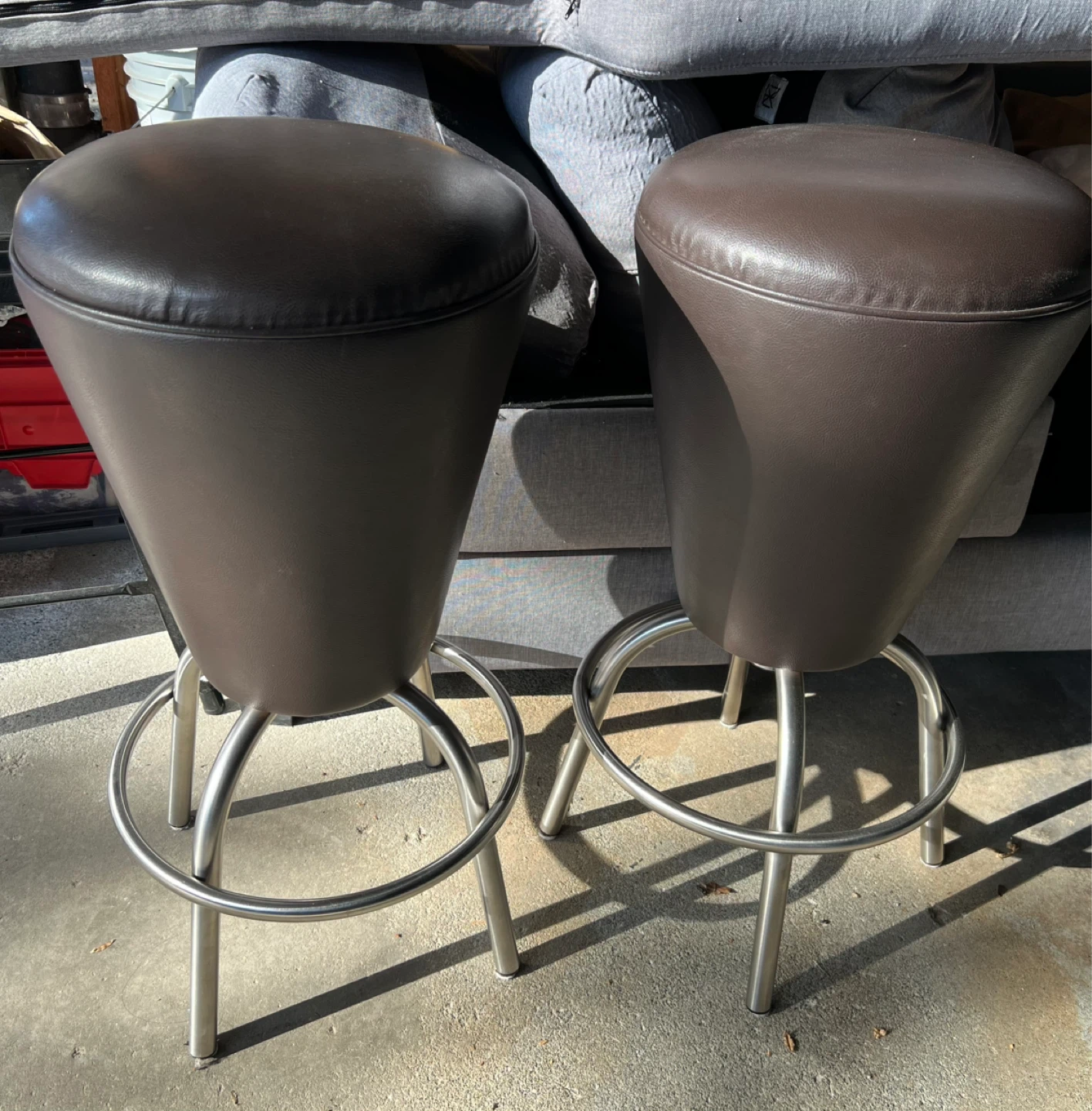 Set of 2 Brown Faux Leather Bar Stools