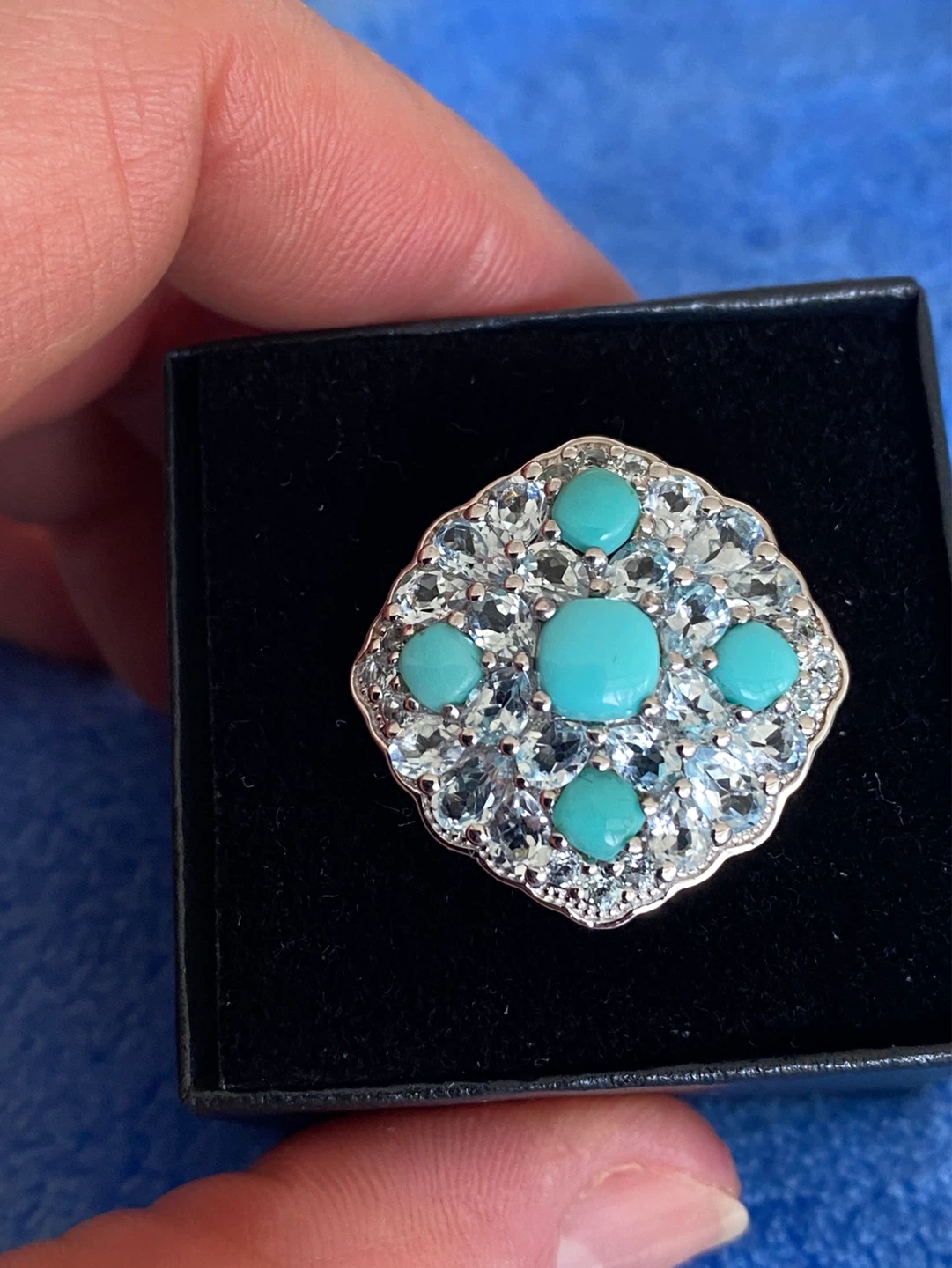 Turquoise and Blue Topaz Ring in 925 silver. - photo 3