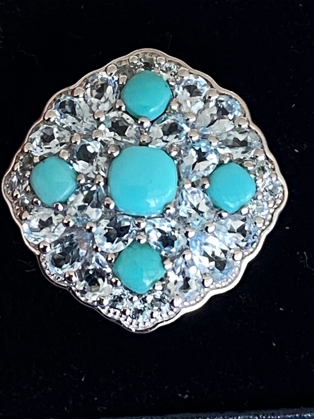 Turquoise and Blue Topaz Ring in 925 silver. - photo 2