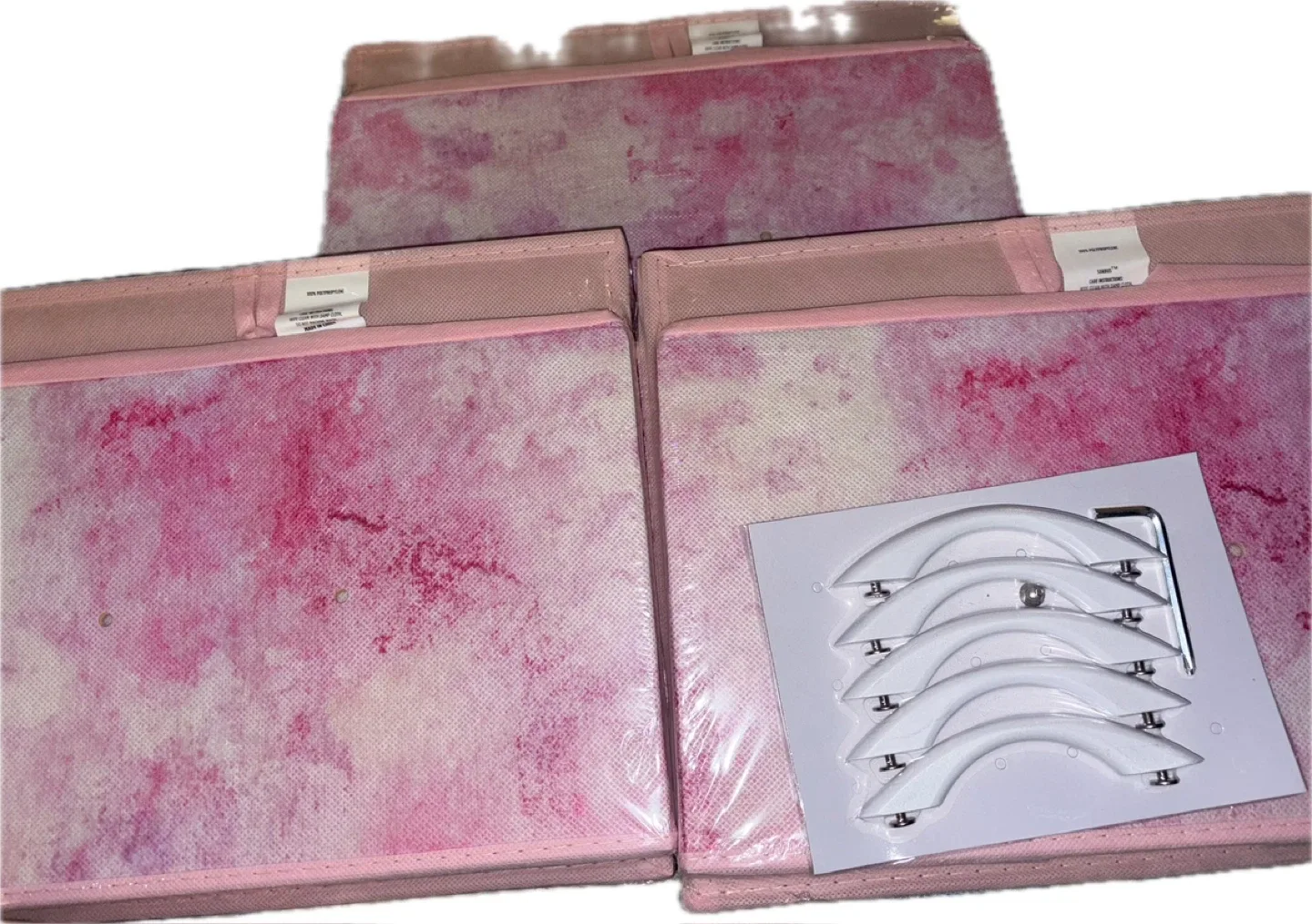5-Drawer Fabric Dresser with Pink Marble Design - photo 4