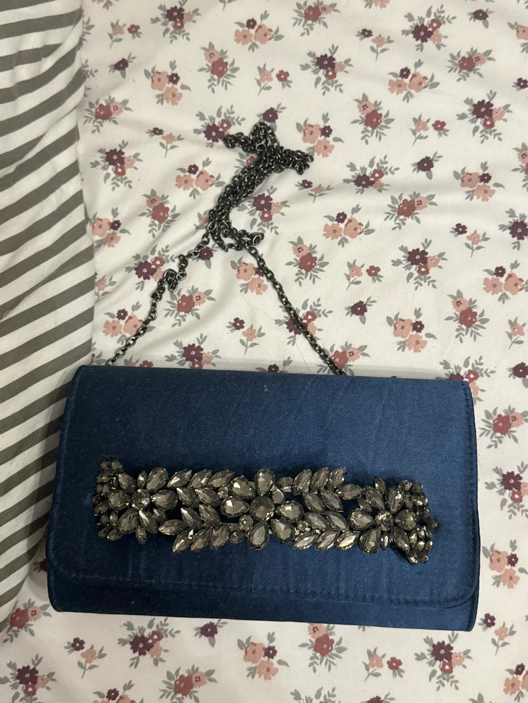 Blue Clutch with Embellishment