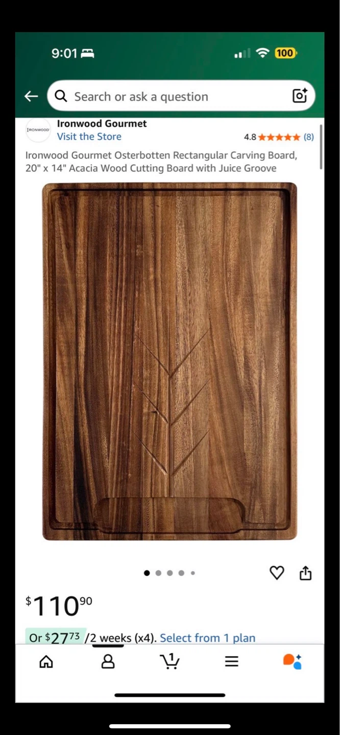 Ironwood Gourmet Osterbotten Rectangular Carving Board 20" x 14"