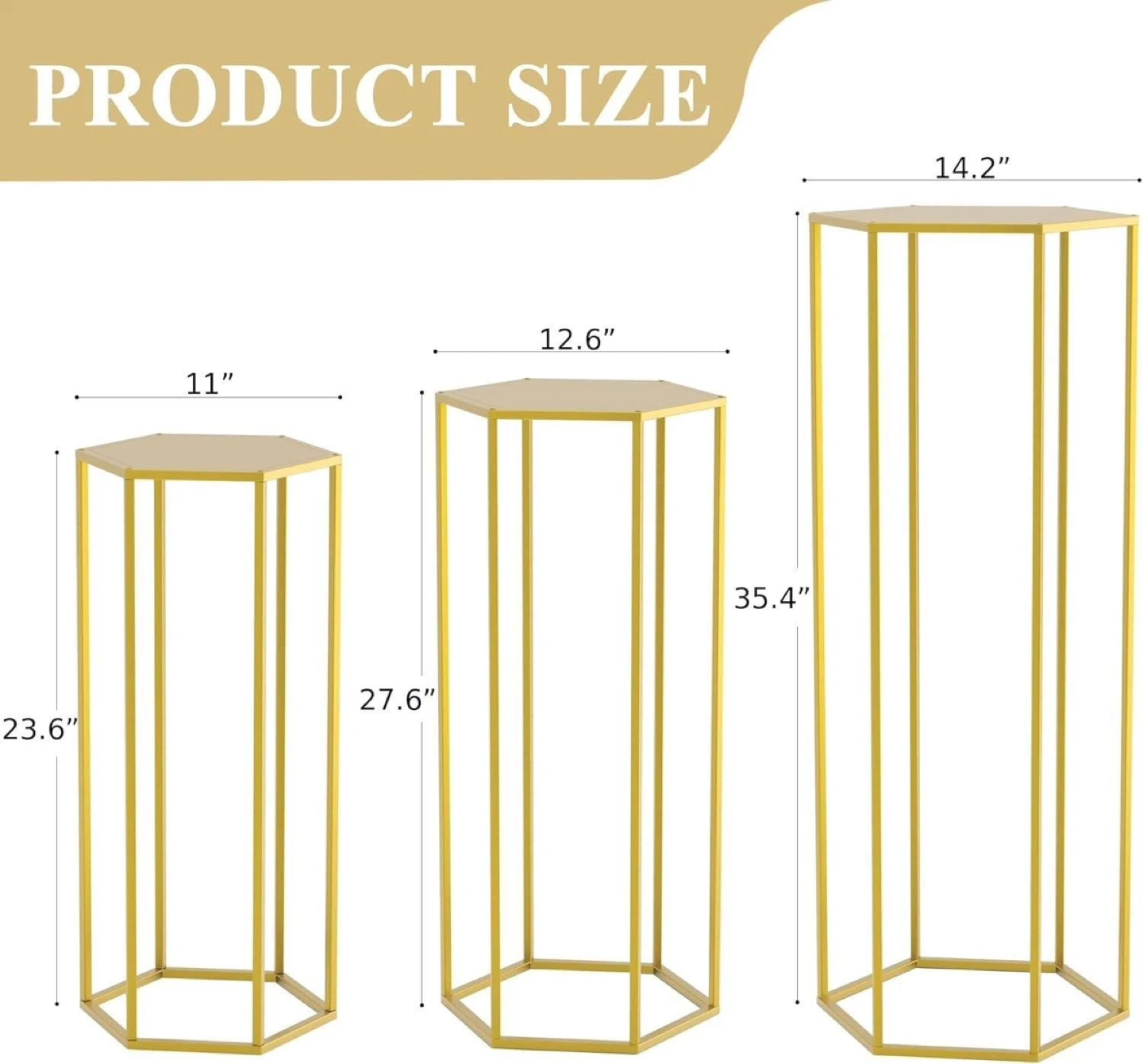 Brand new 3 Gold Hexagonal Pedestal Stands rents only - photo 2