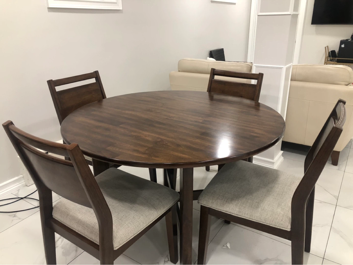 Round Dining Table Set with 4 Chairs - photo 2