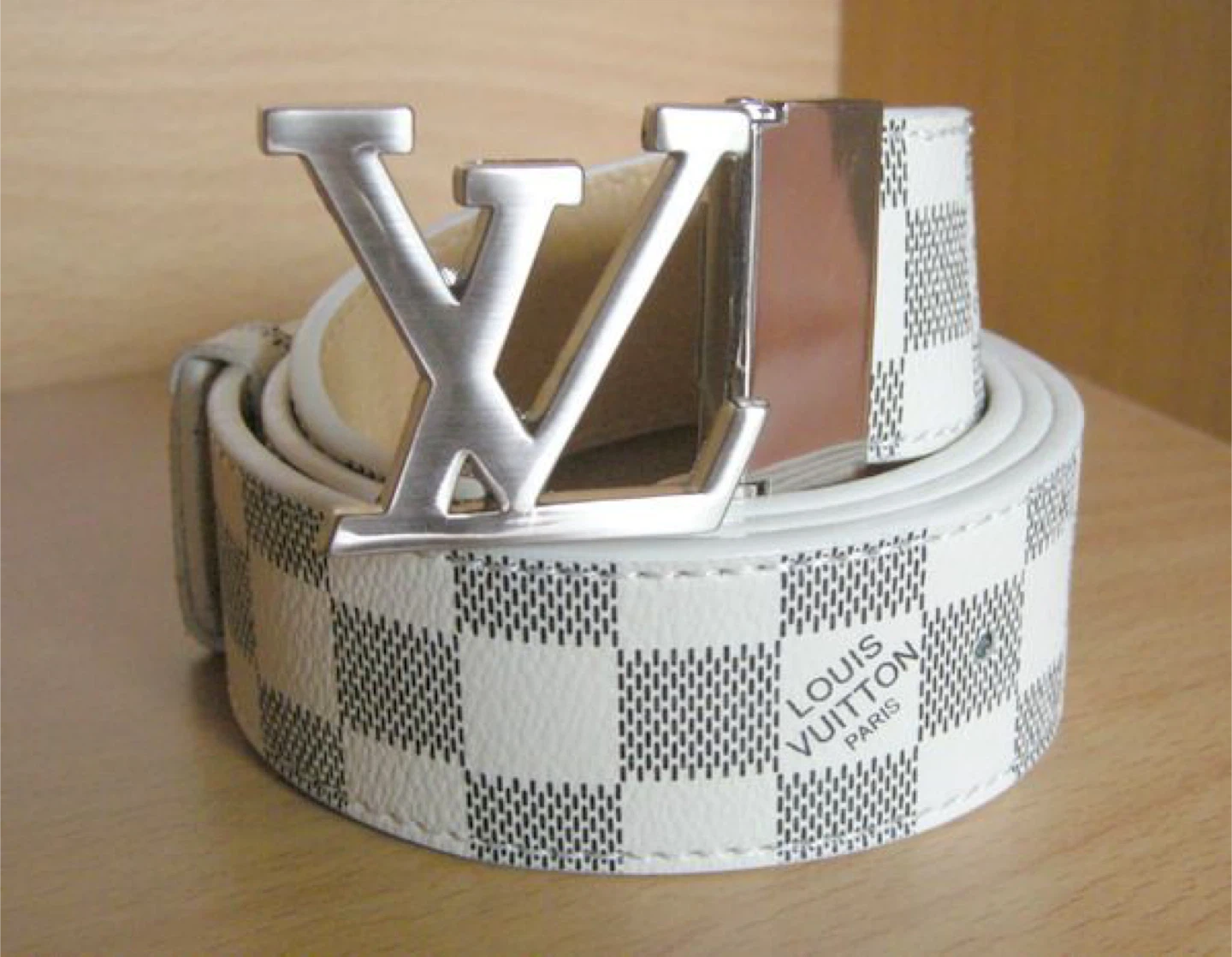 White LV Damier Azur Belt