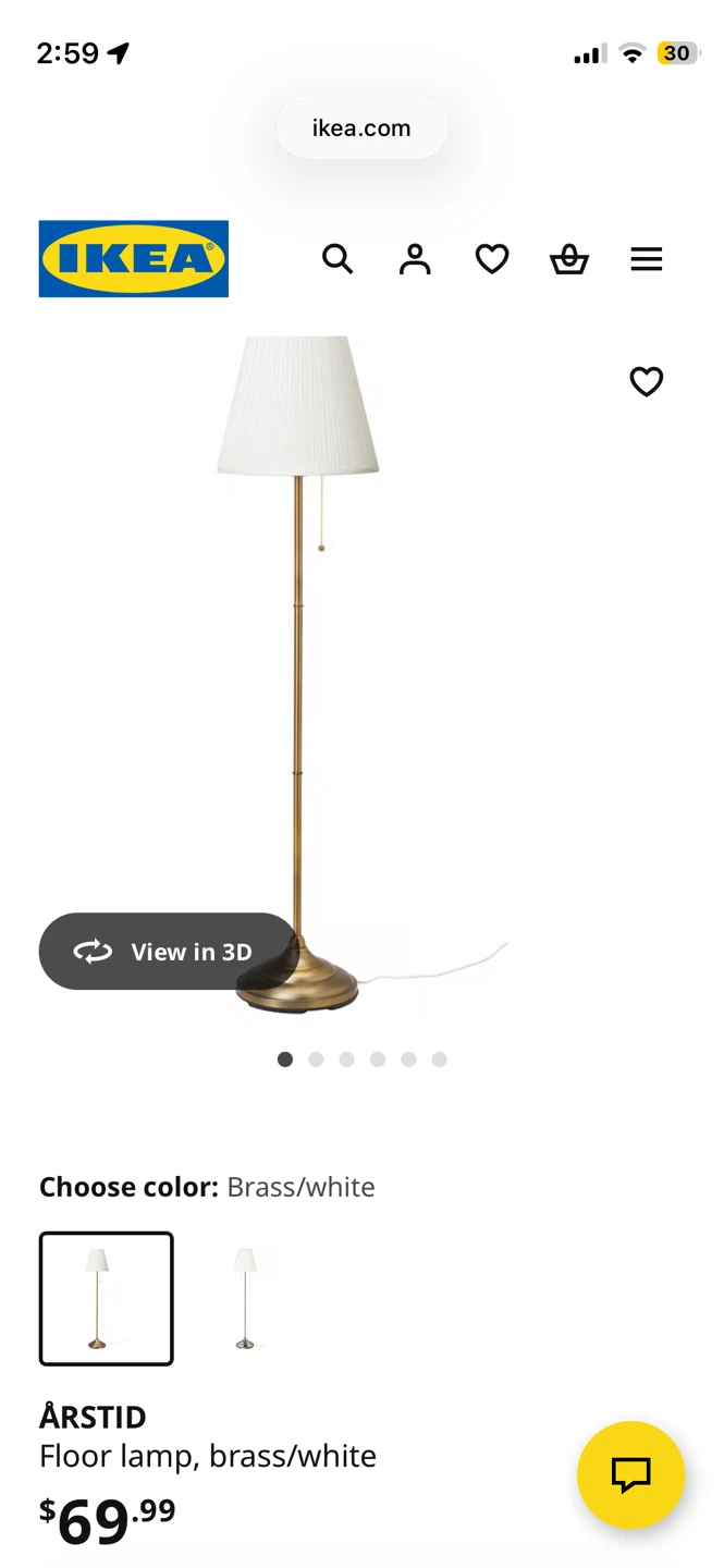 Brass/White Floor Lamp
