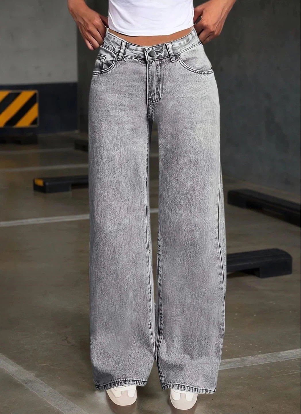 Grey Wide Leg Jeans 14y/29