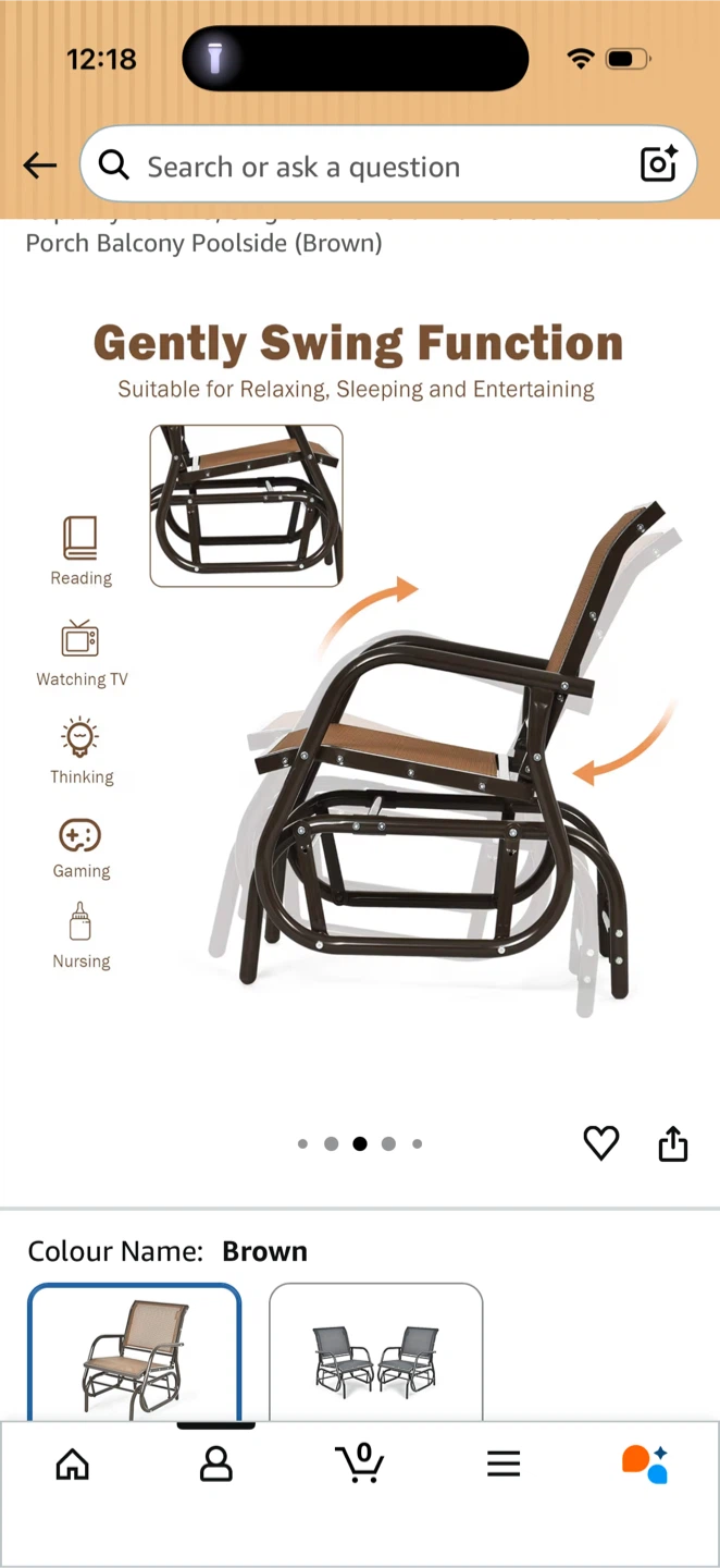Brown Outdoor Glider Chair - photo 2