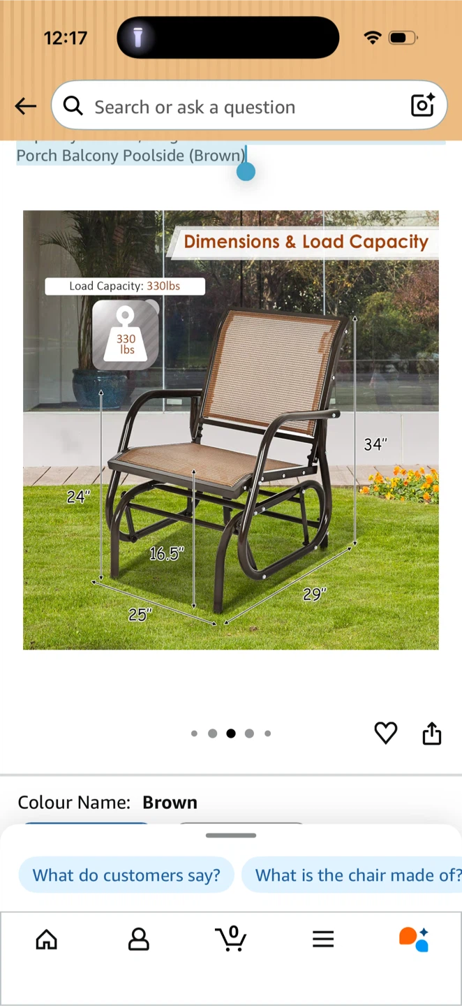 Brown Outdoor Glider Chair - photo 3