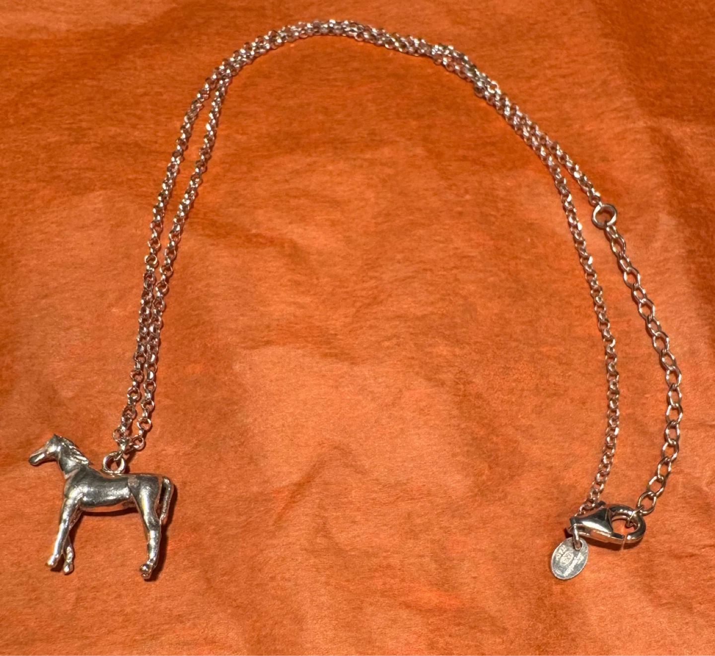 Italian Sterling Silver Horse Pendant Necklace