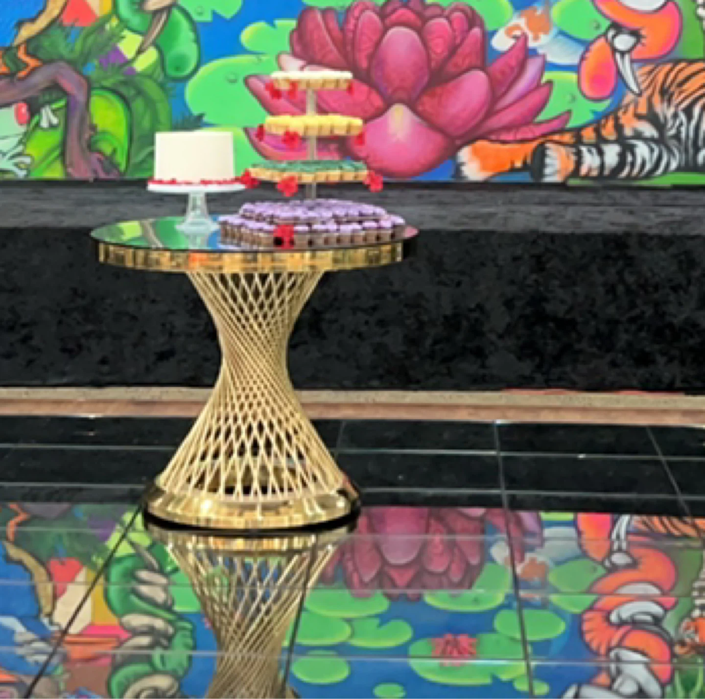 Gold Spiral Table with Glass Top