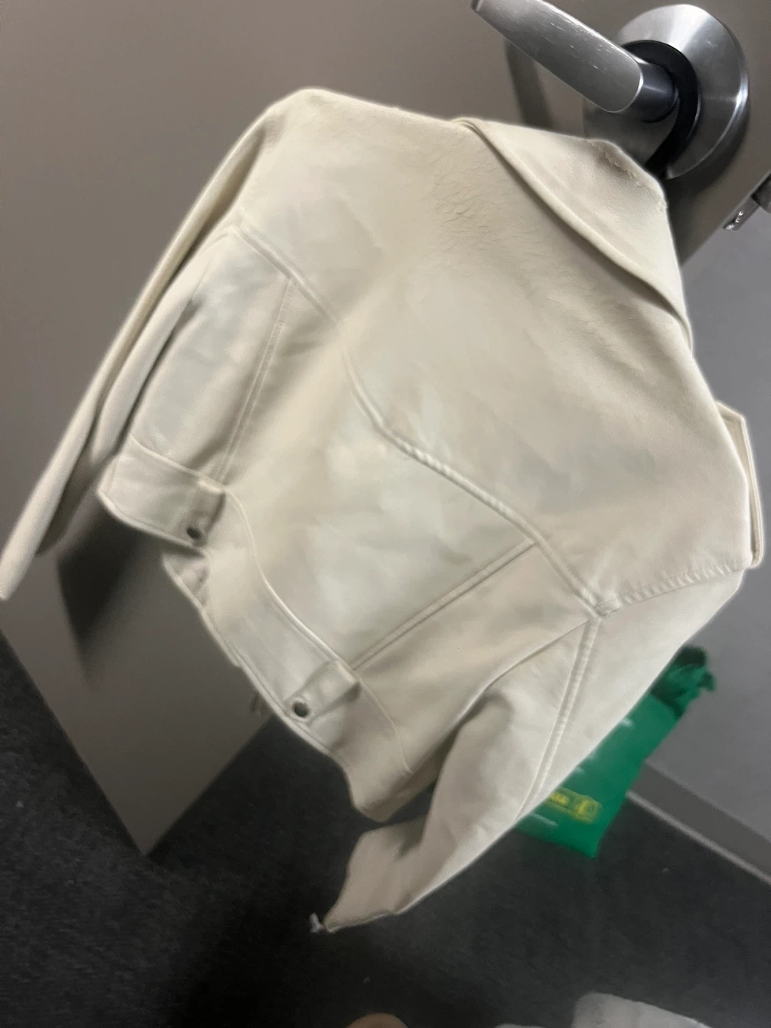 Bershka Cream Faux Leather Biker Jacket - photo 2