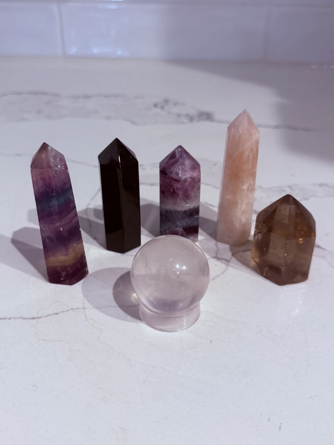 Assorted Crystal Healing Towers and Sphere