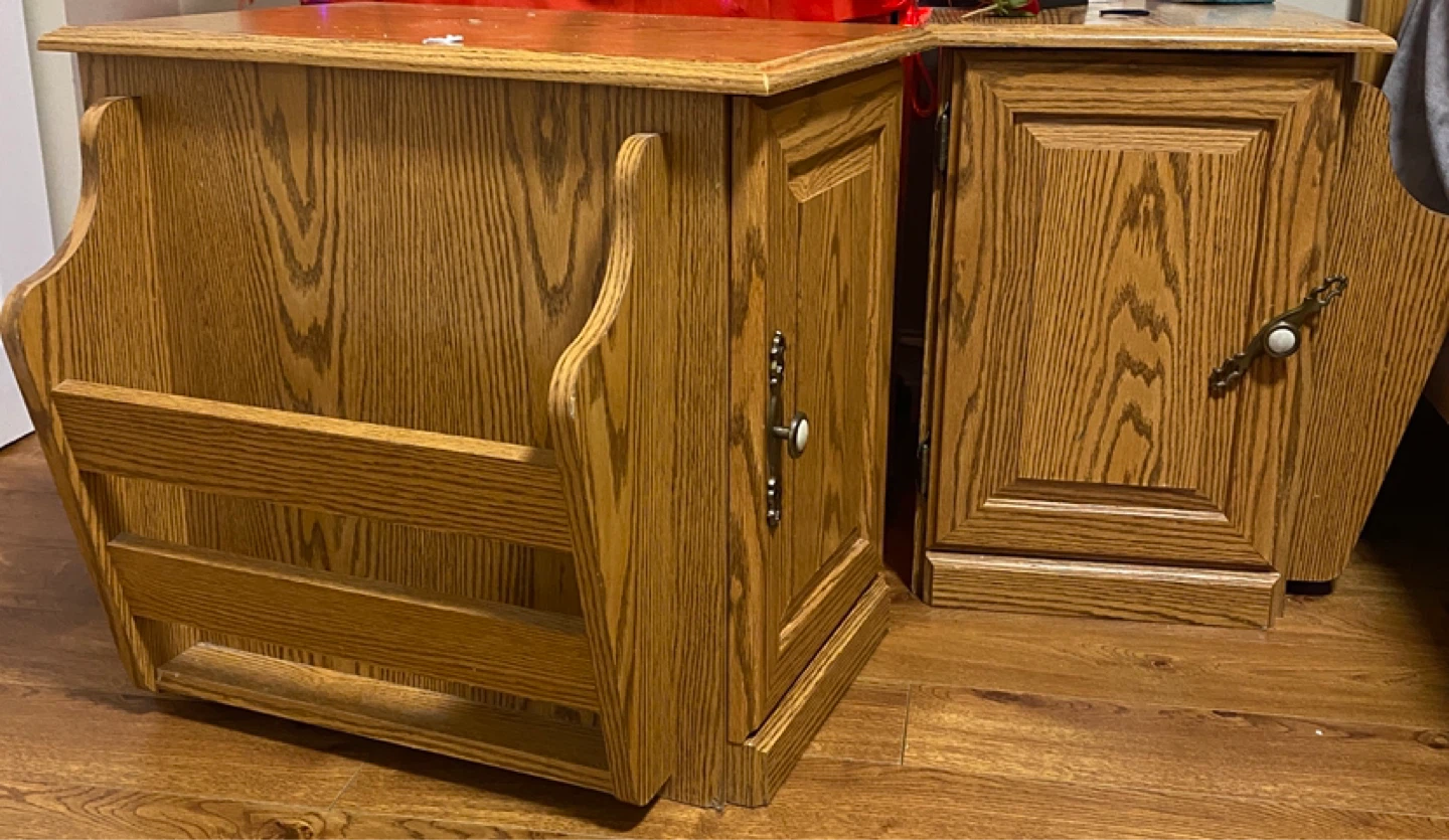 Oak Wood Magazine Rack End Table