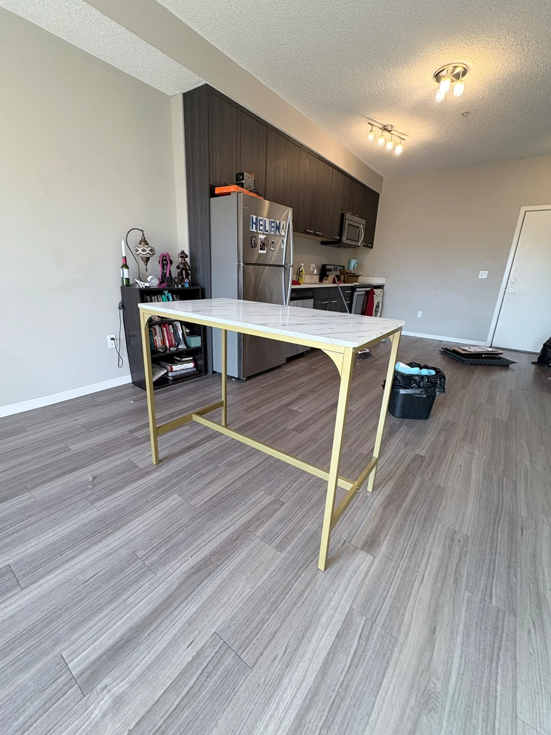 Marble Top Console Table with Gold Frame