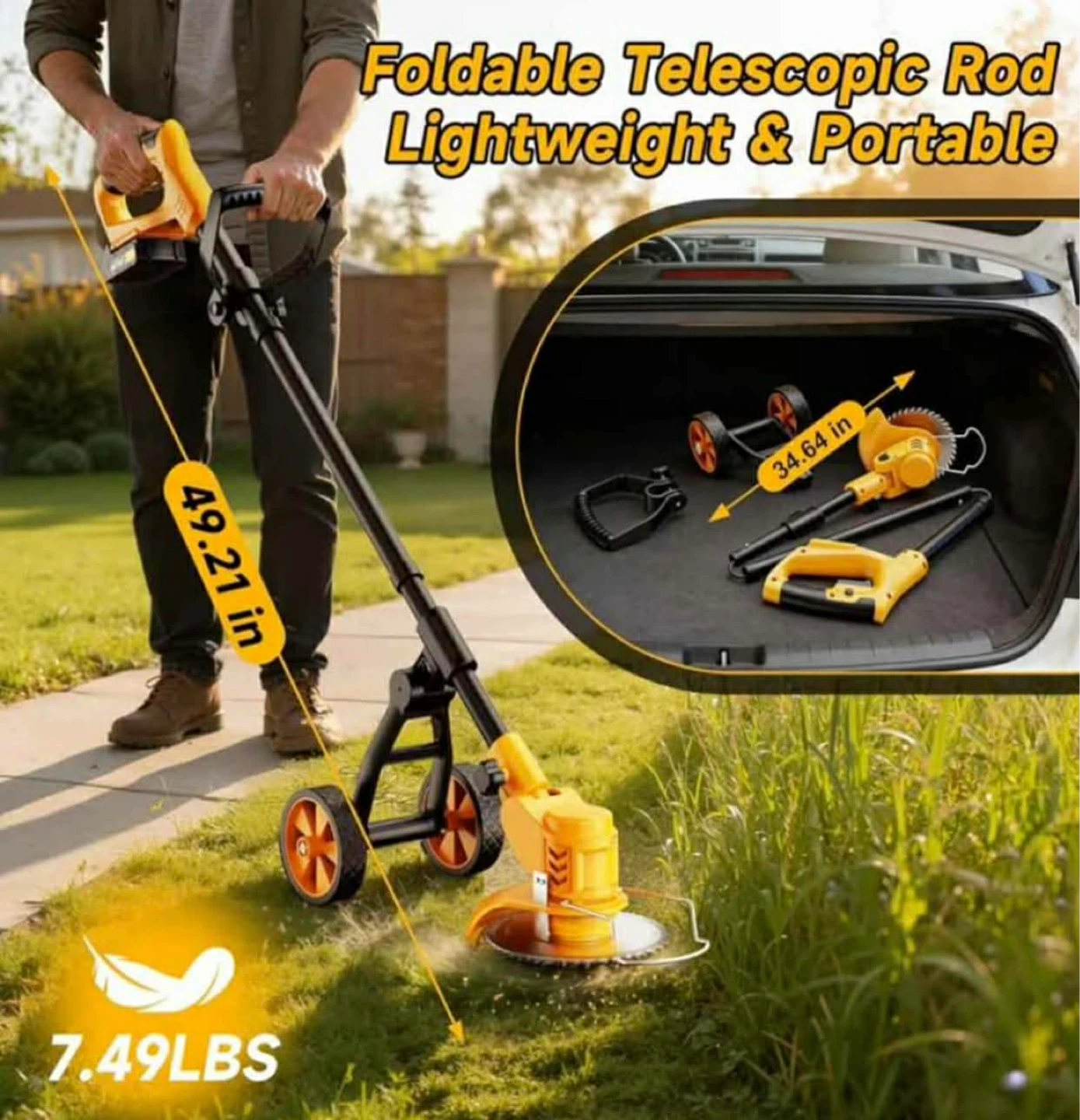 4-in-1 Cordless Grass Trimmer with 2x 4000mAh Batteries - photo 2