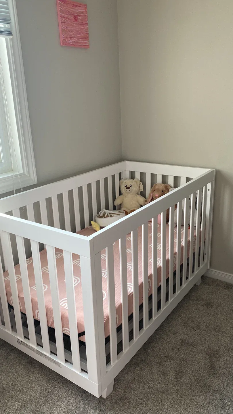 White Wooden Baby Crib