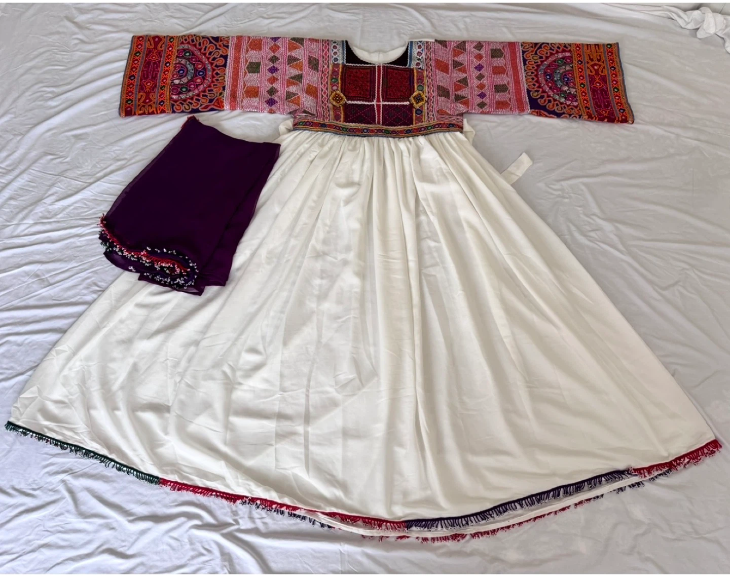 Embroidered Dress with Scarf - photo 2