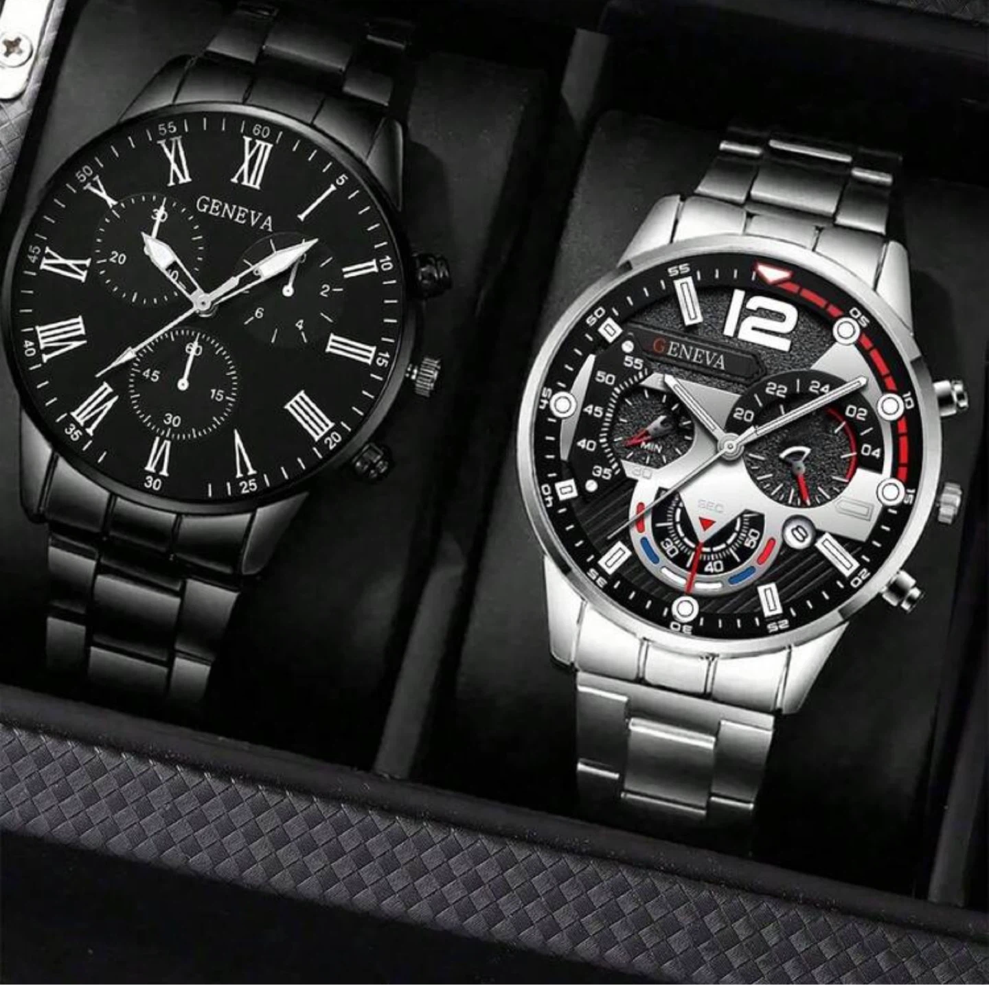 Black and silver set men Watch (buy 2 for gift 🎁)