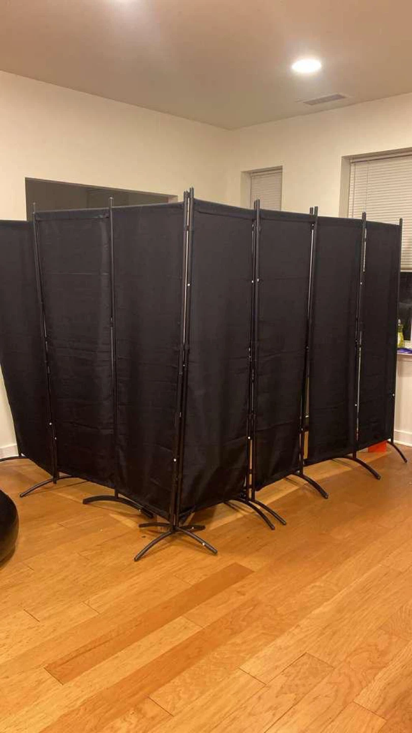 Black 8-Panel Room Divider Screen