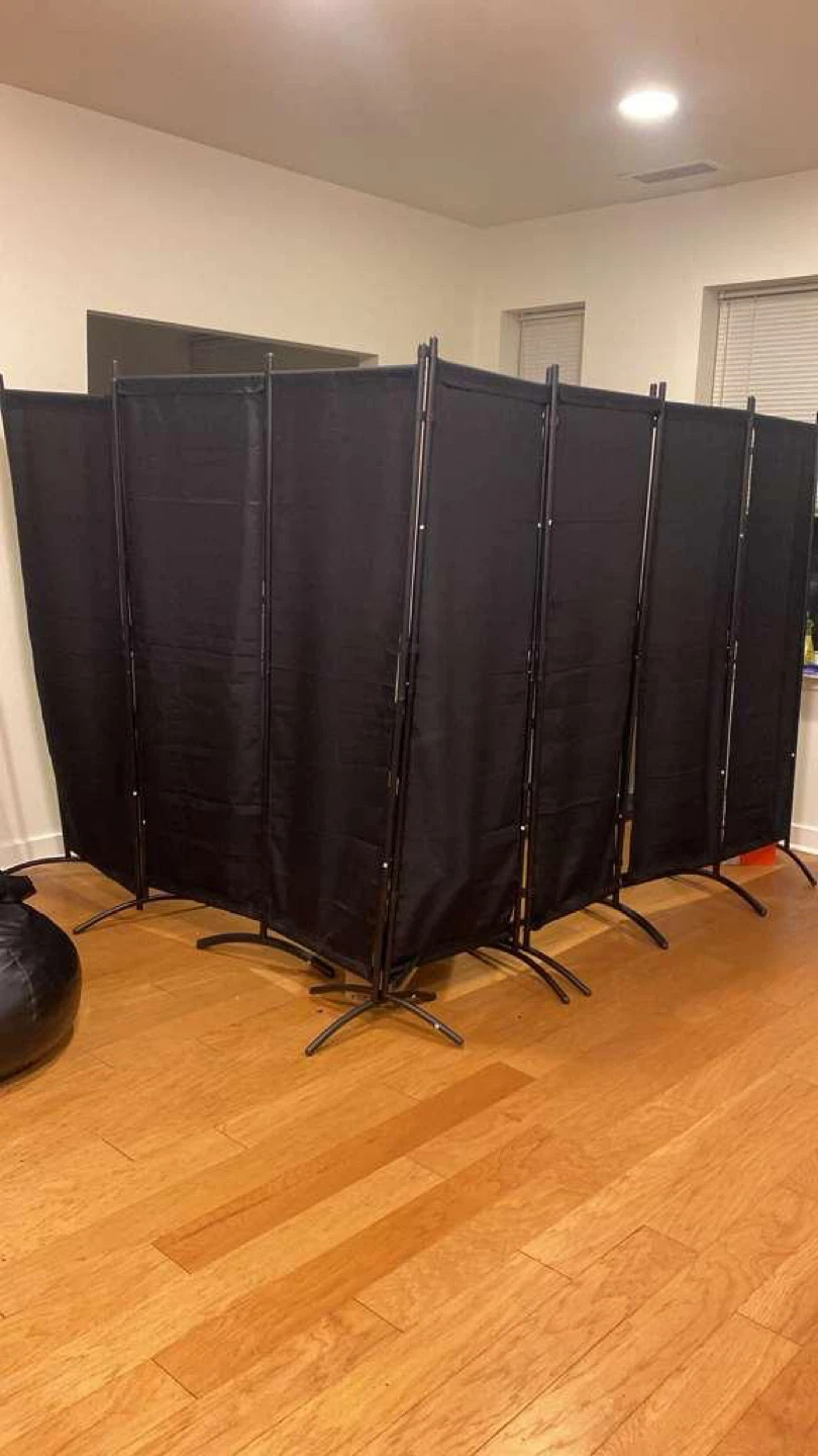 Black 8-Panel Room Divider Screen - photo 2