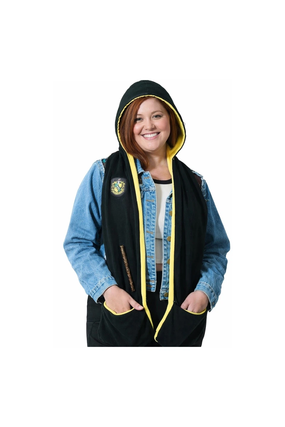 NWT Harry Potter Hufflepuff Hooded Scarf with Pockets