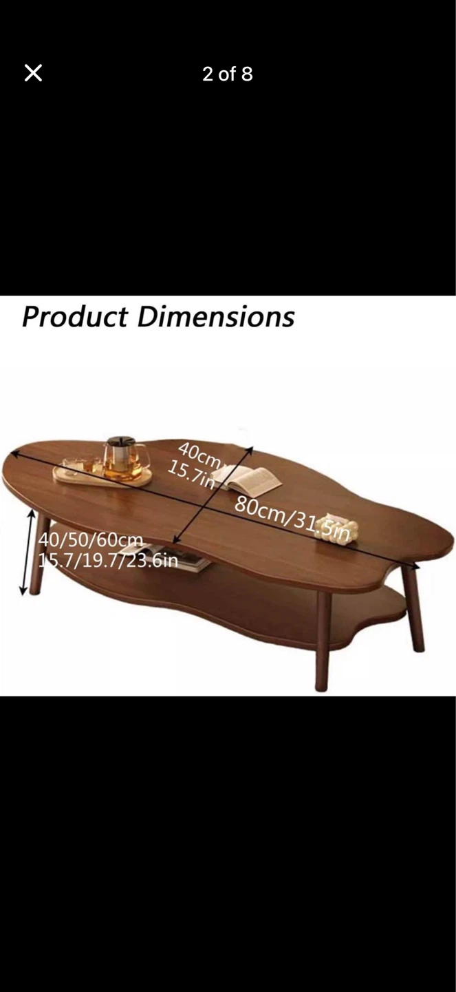 2-Tier Cloud Shaped Coffee Table with Storage Shelf - Warm White - photo 2