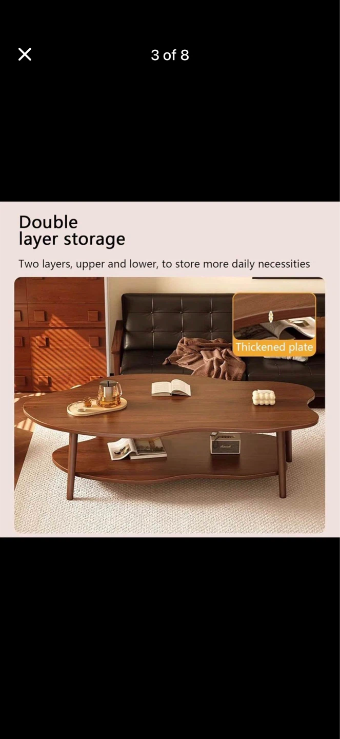 2-Tier Cloud Shaped Coffee Table with Storage Shelf - Warm White - photo 3