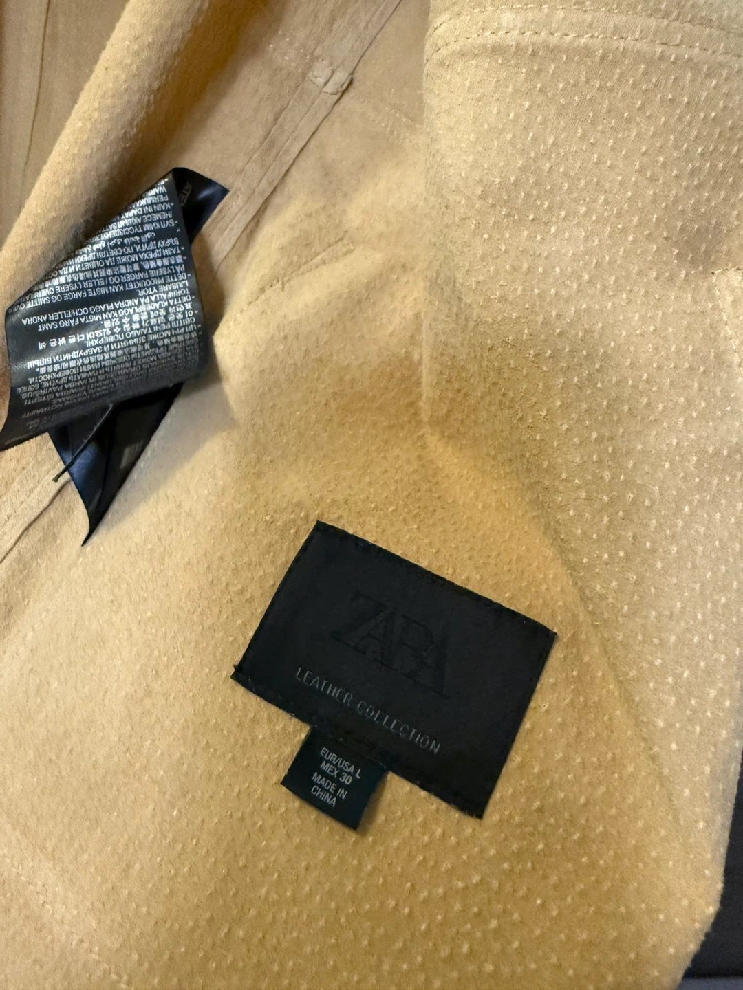 ZARA Leather Collection Jacket - Tan - Size L - photo 2