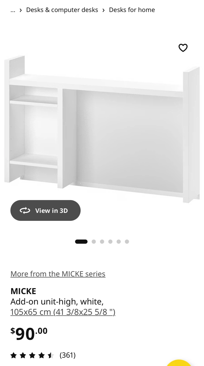 IKEA Micke desk add on unit