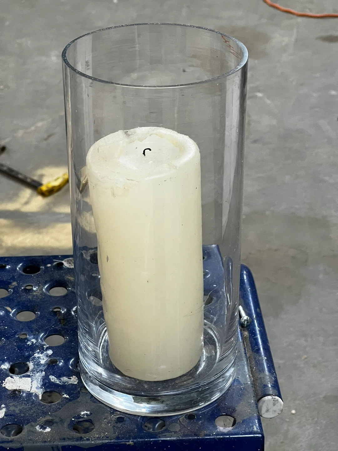 Cylinder Glass Candle Holder with White Candle