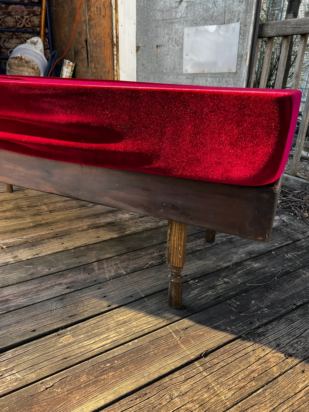 Red Velvet Covered Bench/Daybed - photo 2
