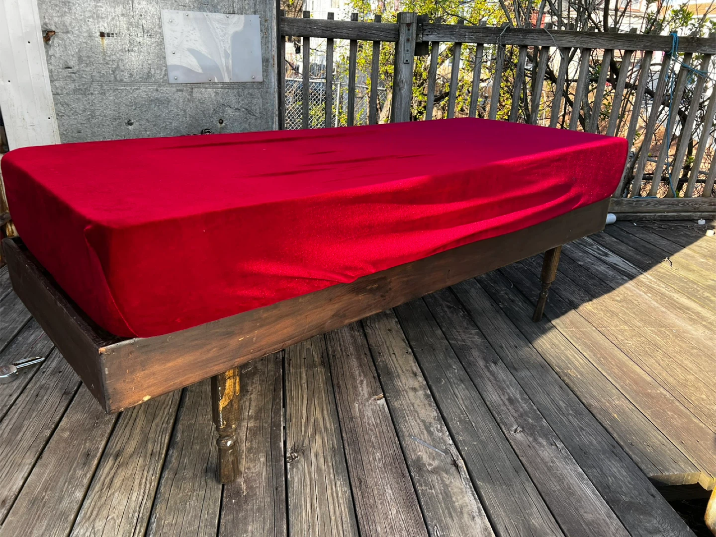 Red Velvet Covered Bench/Daybed - photo 5