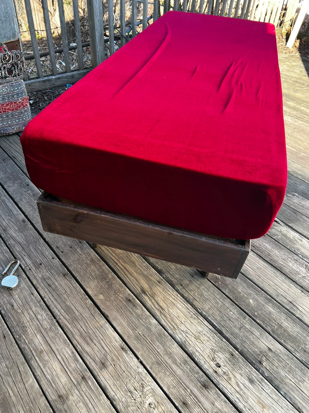 Red Velvet Covered Bench/Daybed - photo 4