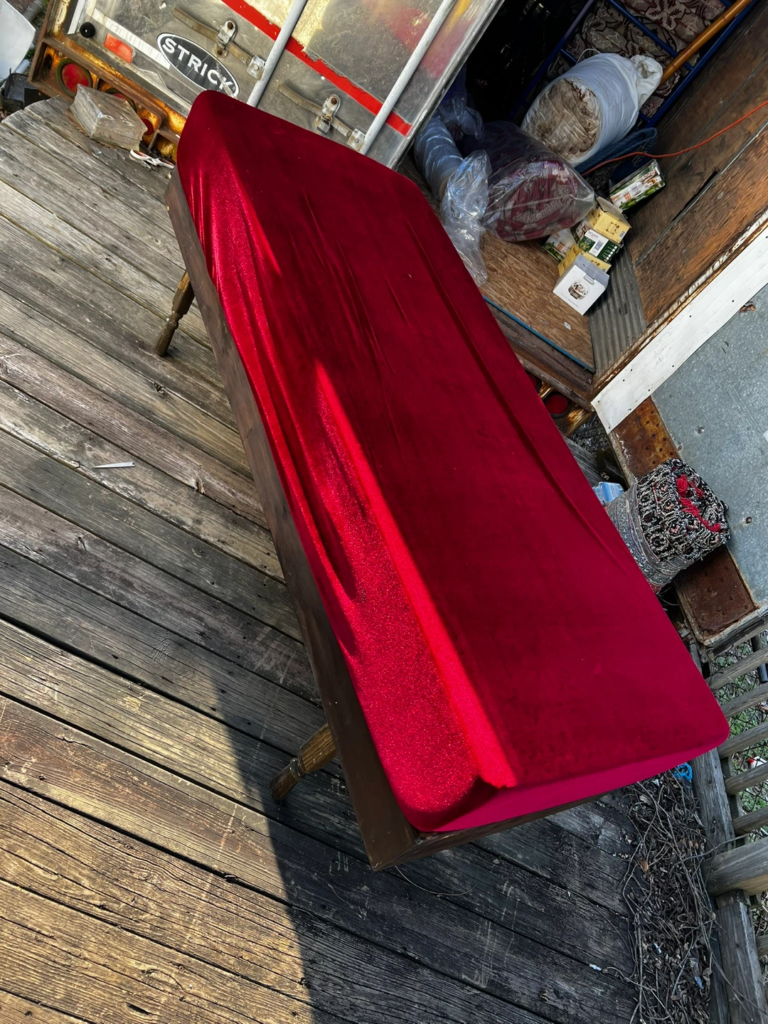 Red Velvet Covered Bench/Daybed