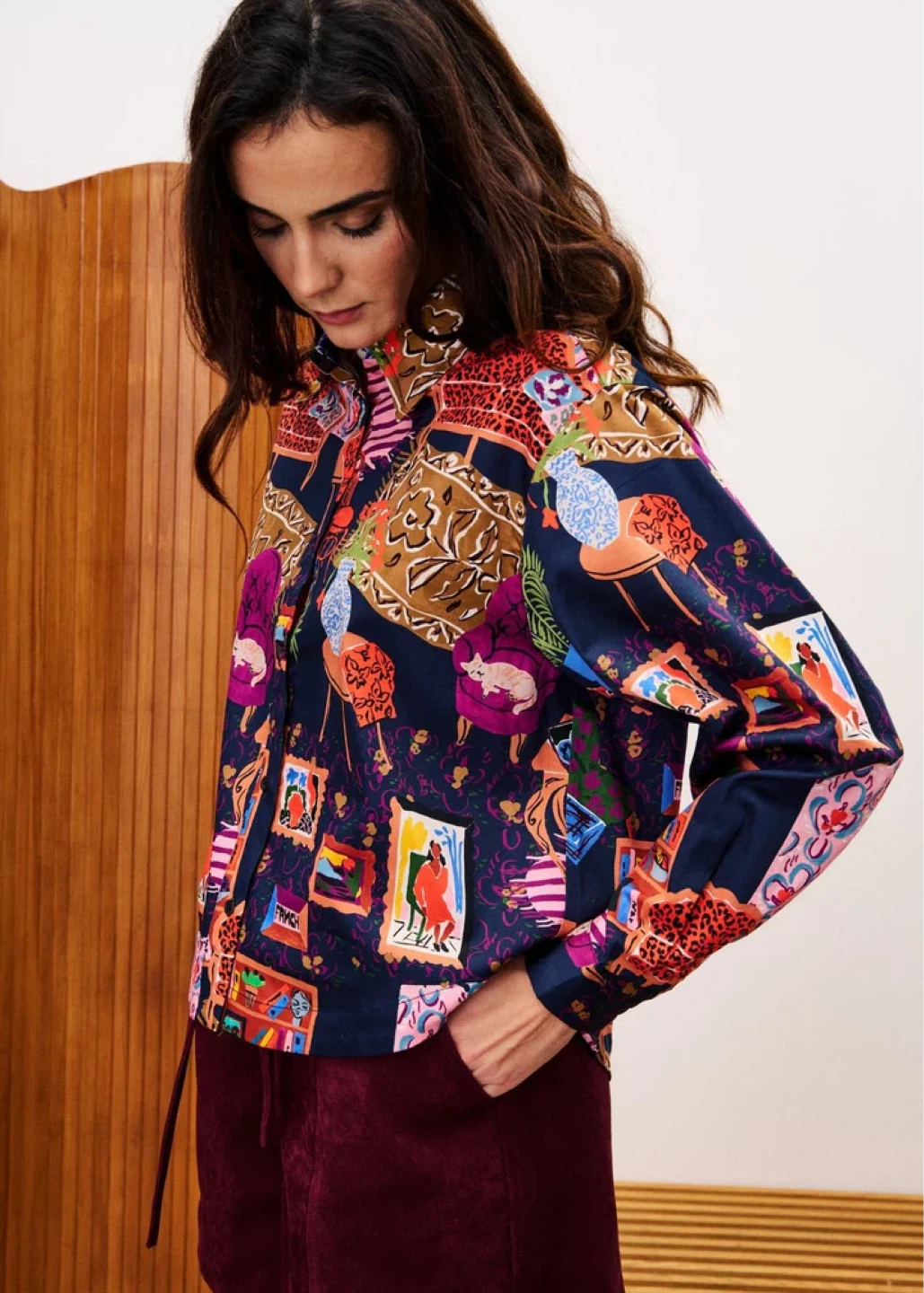 NWT - FRNCH Sartre Oversized Crop Button Up