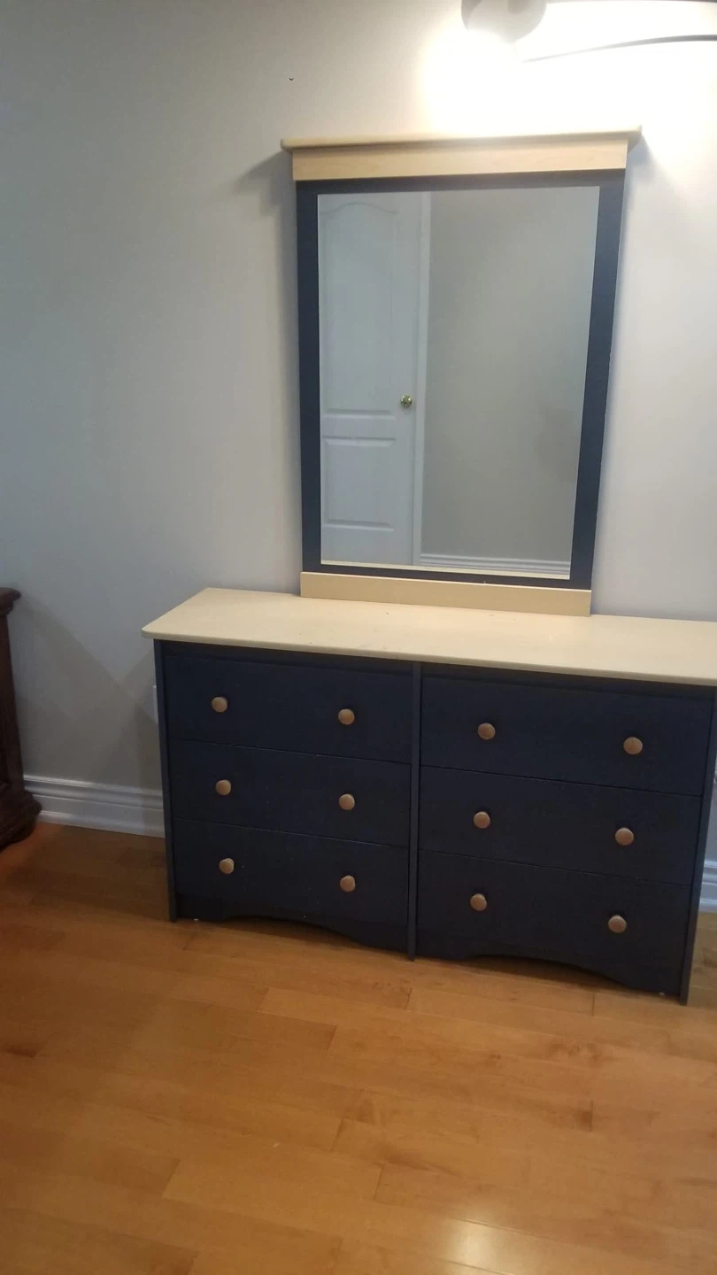 3 Piece Dark Blue Wooden Set BedroomFurniture - photo 5