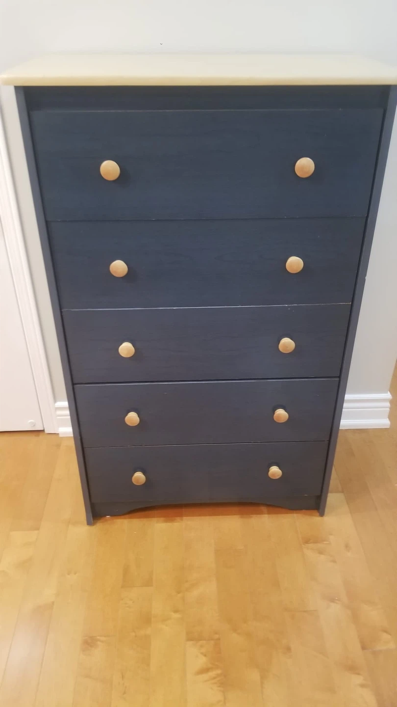 3 Piece Dark Blue Wooden Set BedroomFurniture