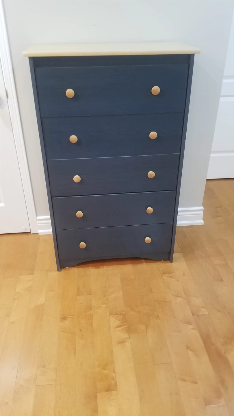 3 Piece Dark Blue Wooden Set BedroomFurniture - photo 3