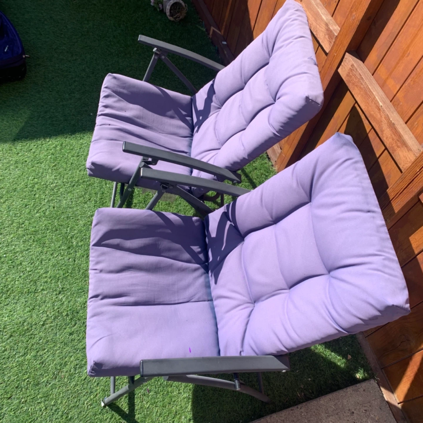 Folding Lawn Chairs Padded Outdoor Furniture Chairs Purple - photo 4