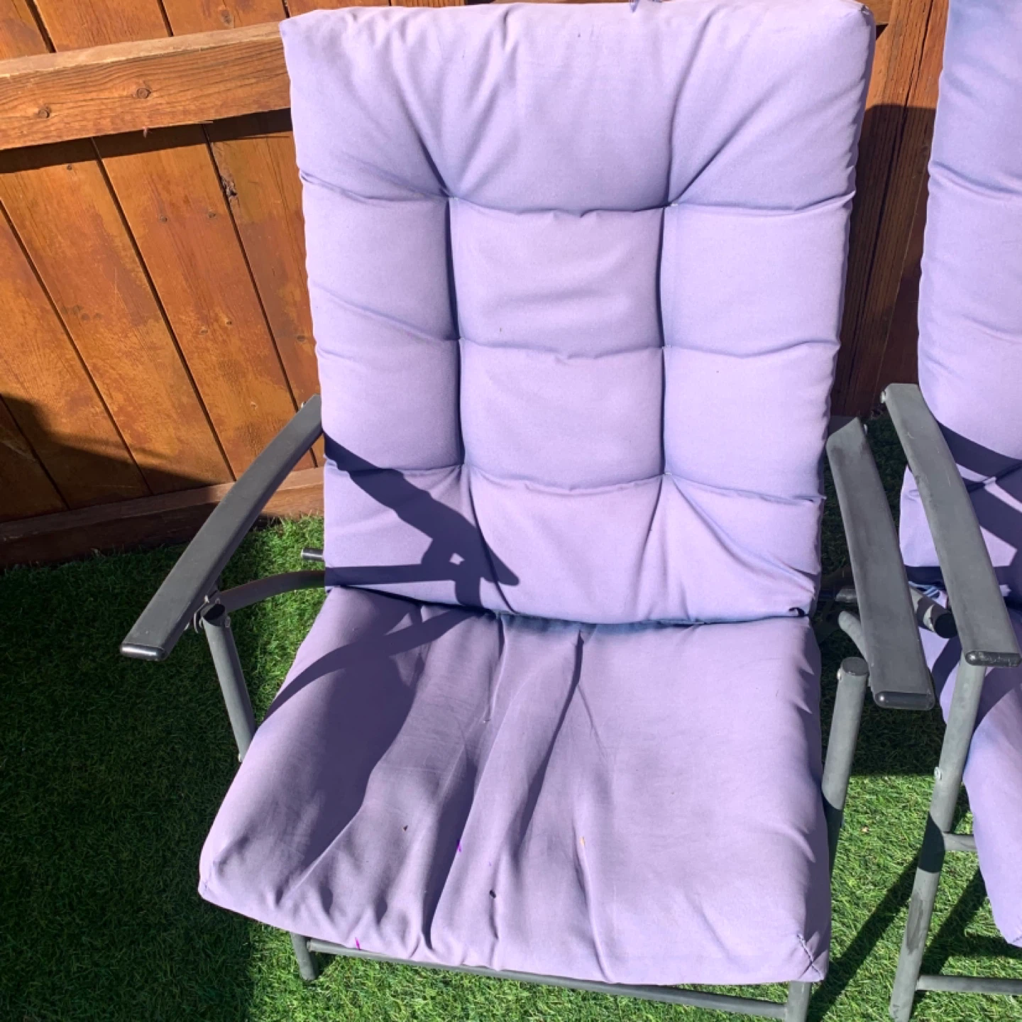 Folding Lawn Chairs Padded Outdoor Furniture Chairs Purple - photo 3