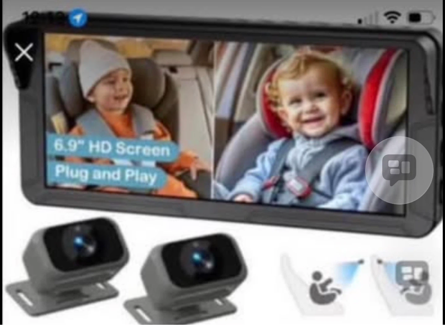 6.9" HD Screen Car Baby Monitor with Night Vision