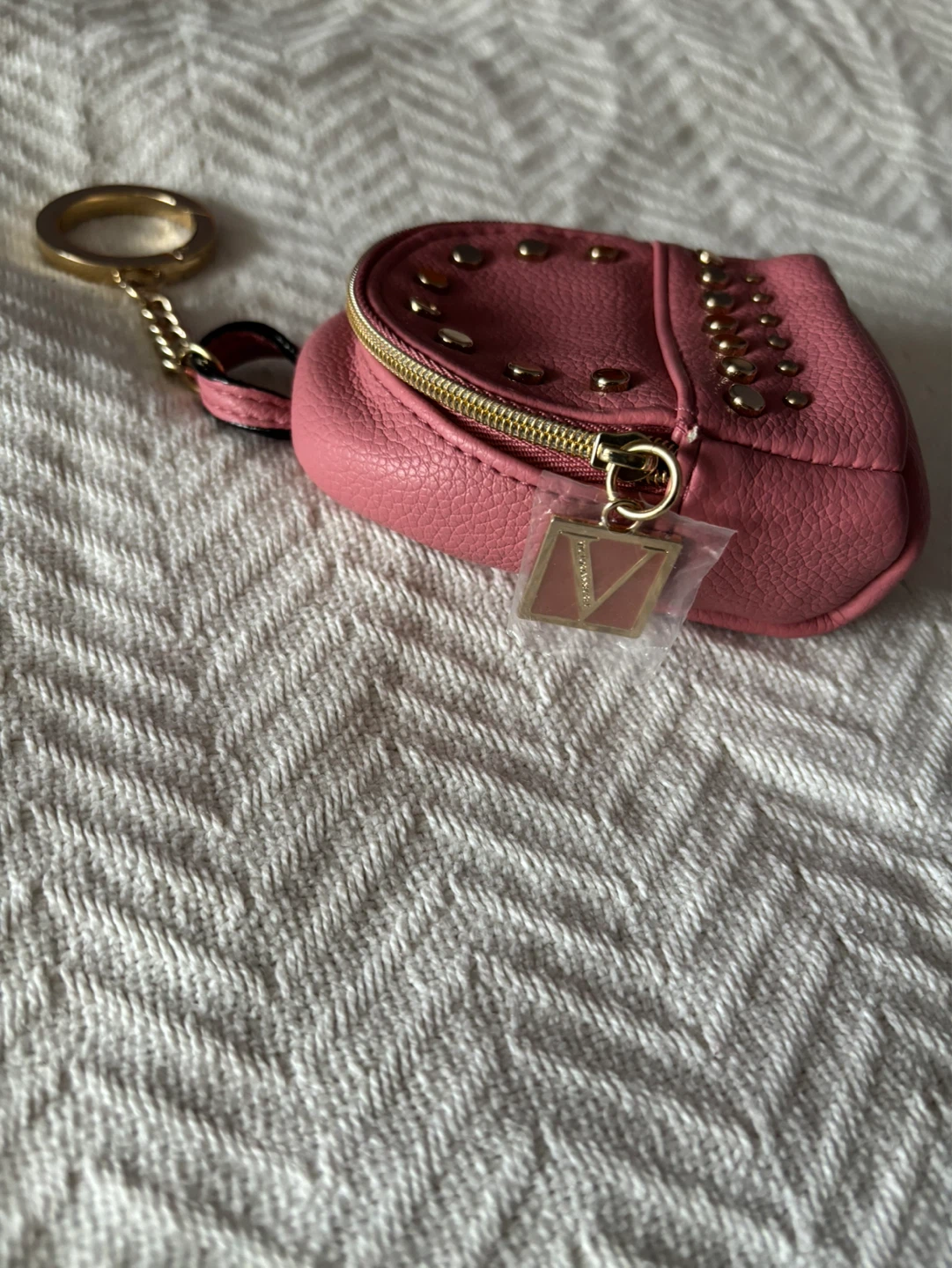 Pink Studded Mini Backpack Keychain - photo 2