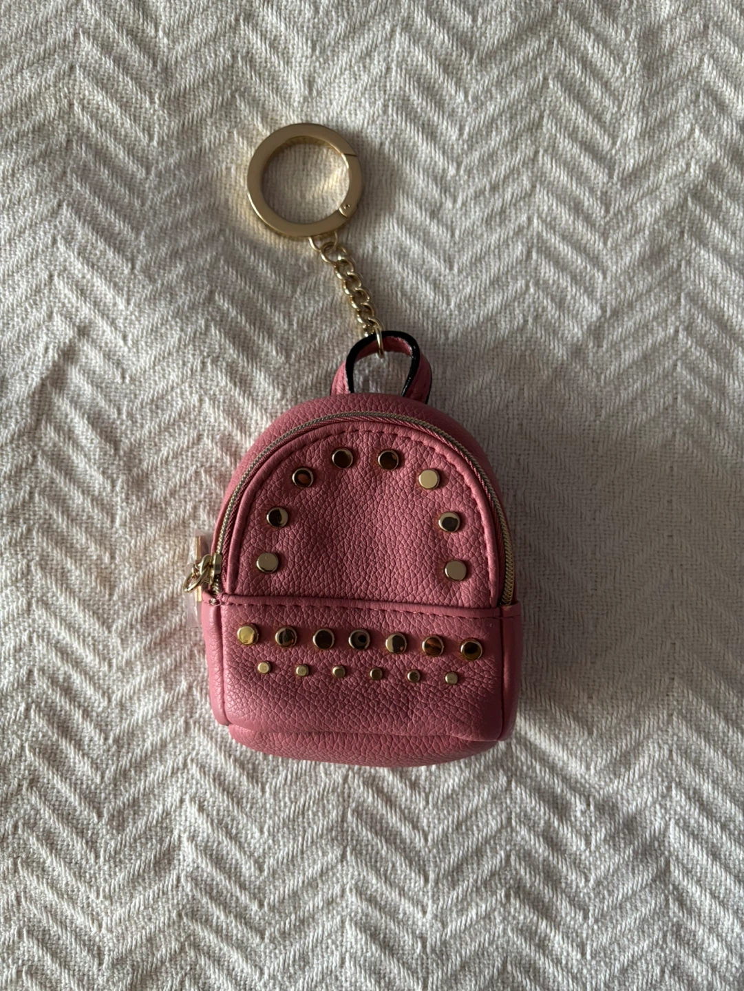 Pink Studded Mini Backpack Keychain