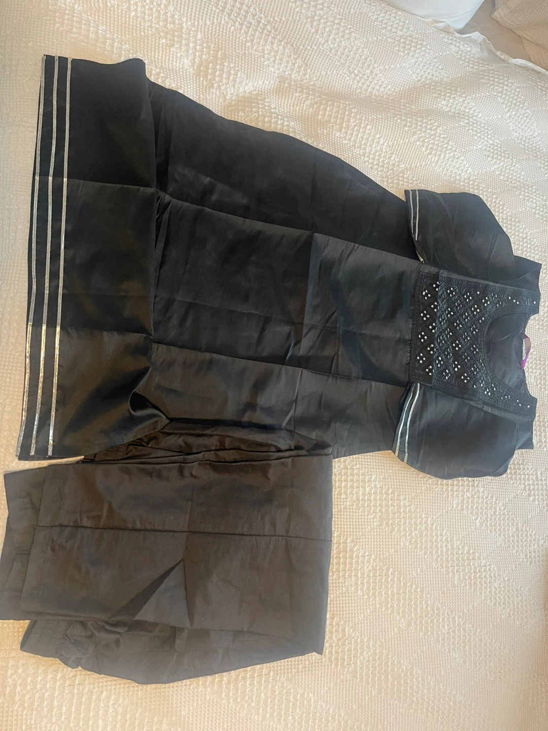 Black Kurti and Pants Set with Silver Embellishments - photo 2
