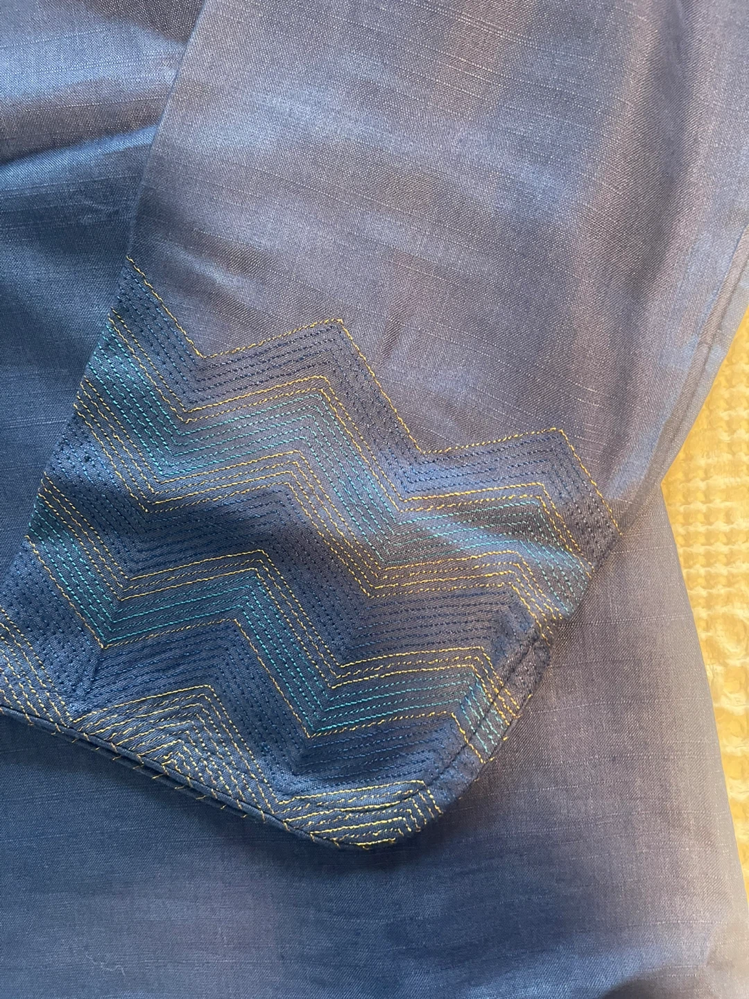 Blue Kurta with Embroidered Sleeves - photo 2