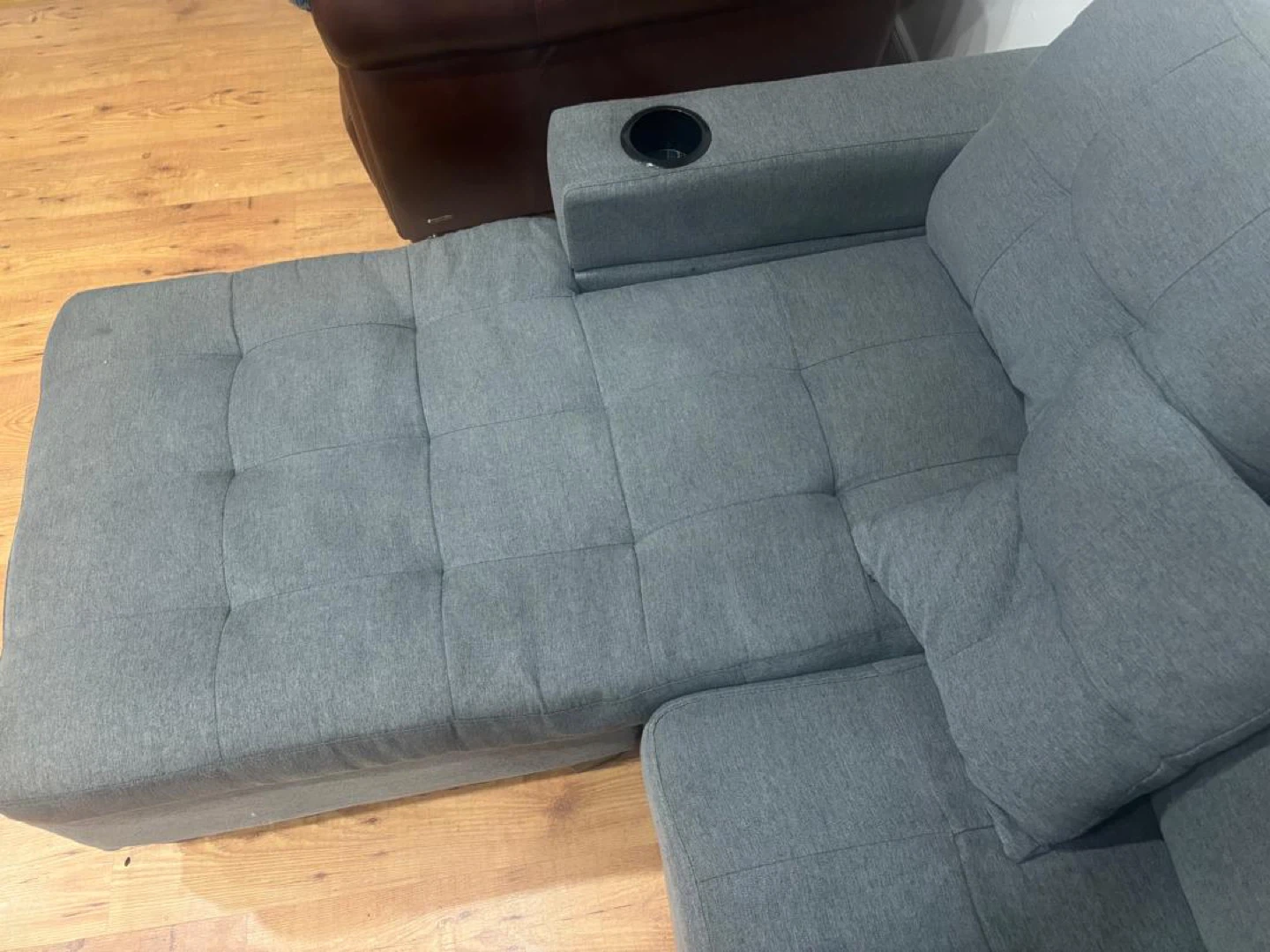 Grey Sectional Sofa with Cupholders - photo 5