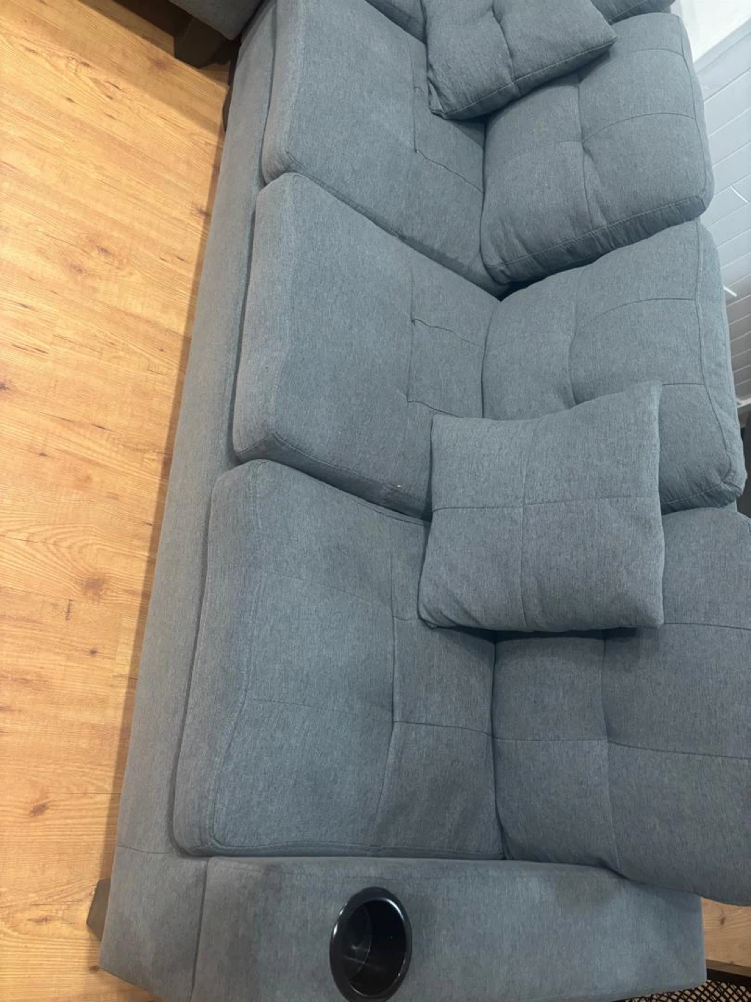 Grey Sectional Sofa with Cupholders - photo 4