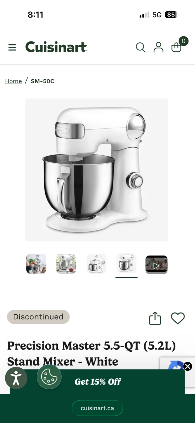 Cuisinart Precision Master 5.5-QT Stand Mixer - White